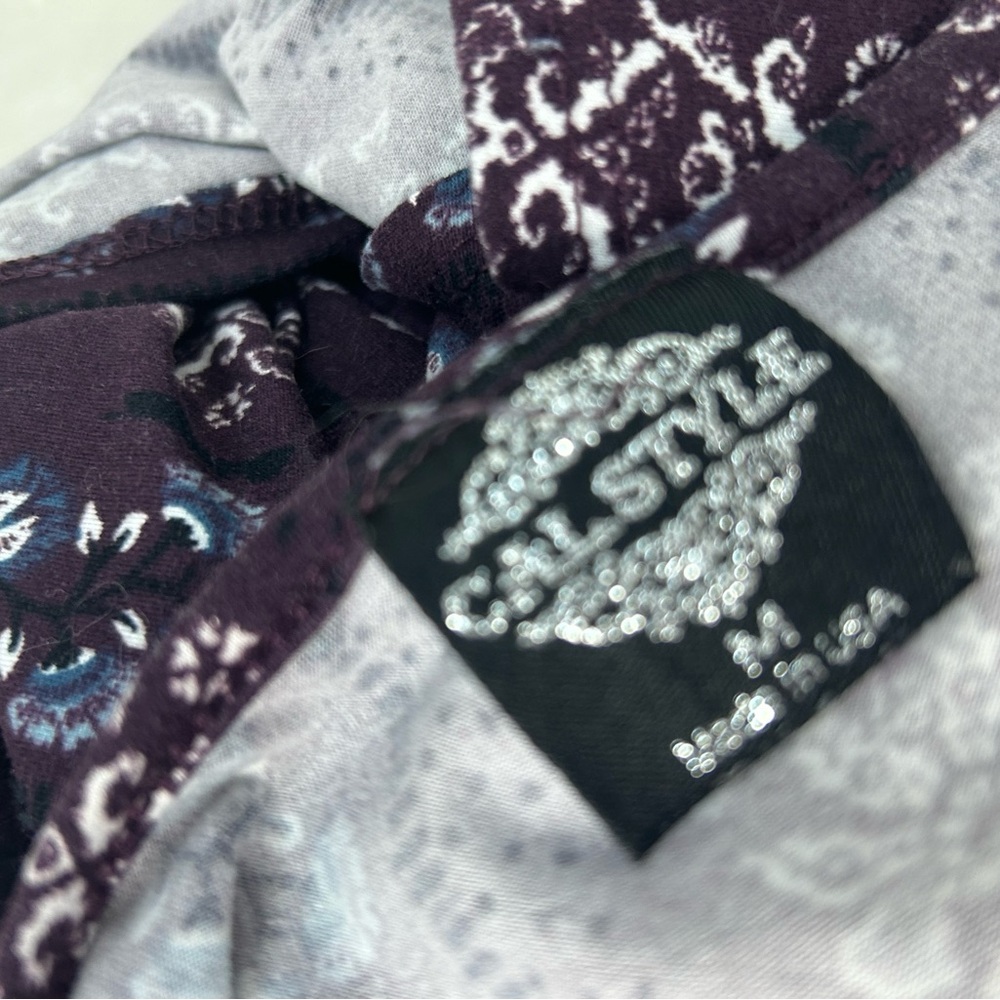 Cal Style Purple Black Blue Floral Tunic Dress Medium - Picture 10 of 11